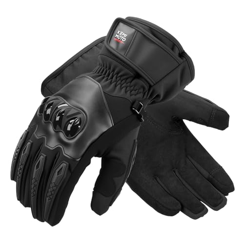 KEMIMOTO Guanti Moto Invernali Uomo Donna, Caldi Guanti Moto Antivento con Funzione Touchscreen per Motociclismo, Sci, Ciclismo, Campeggio