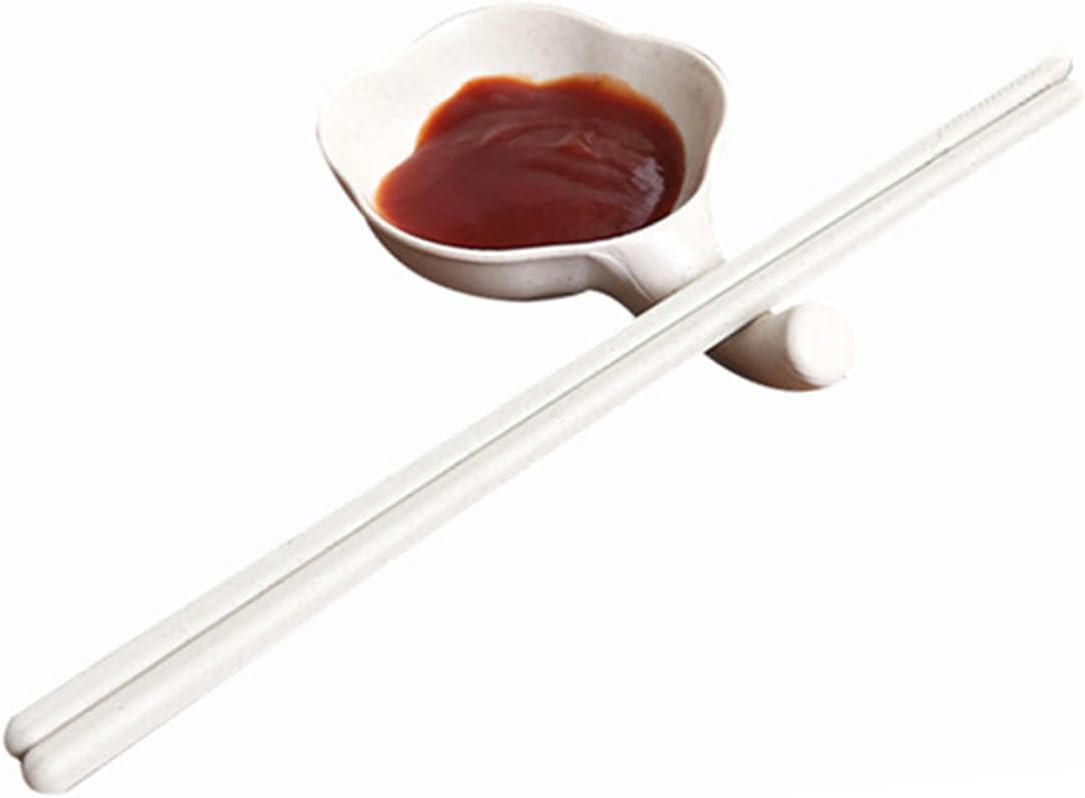 4pcs Wheat Straw Chopstick Rest and Dipping Sauce Dish Eco-friendly Tableware for Home Kitchen Camping and Picnics Multi-functional Cutlery Holder and Side Dish Combo