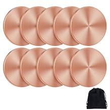 10 Pcs Copper Round Discs 1-1/4" Dia. x 1/8" Thick Solid Blank Coin with Velvet Storage Bag for DIY Crafts Engraving Commemorative Collection
