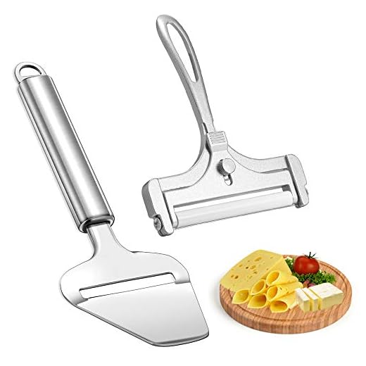 Cheese Slicer with Wire, WarmHut Stainless Steel Cheese Slicer Set and Cheese Cutter Plane for Soft, Semi-hard, Hard Cheeses Kitchen Tool, Set of 2