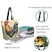 ZzWwR Fashion Extra Large Shoulder Tote Bag, Vintage Village Beautiful Rooster Canvas Durable Daily Weekender Handle Bag Ideal for Gym Picnic Yoga Beach Travel Kitchen Market Grocery Shopping