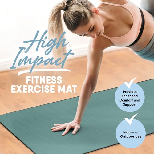 Image of MICRODRY Deluxe Fitness Exercise Yoga Mat for Home & Gym, Extra Thick for High Impact Training, Multi Layered Skid Resistant Surface, Odor Neutralizing with Carrying Strap