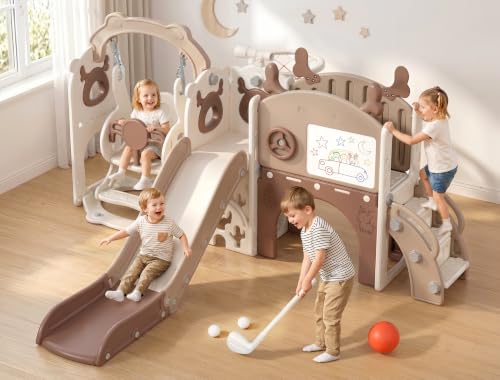 Mloong 12-in-1 Toddler Slide and Swing Set