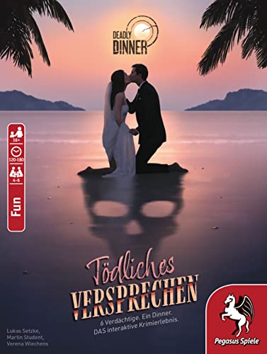 Stadtkrimis Exit Escape Stadtführung Pegasus Spiele 19013G - Deadly Dinner – Tödliches Versprechen - Krimi Dinner für Zuhause - 4 bis 6 Spieler - Krimispiele für Erwachsene - Krimidinner Spiel