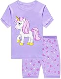 Little Hand Kinder Schlafanzug Mädchen Kurz Sommer Nachtwäsche Zweiteilig Einhorn Flamingo Katze Kurzer Pyjamas Baumwolle 92 98 104 110 116 122