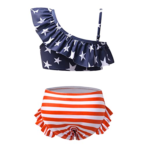 Childrenstar One Shoulder Swimsuits For Little Girls 4Th July Bathing Suits Beach Swimwear,4T 5T #TOP1