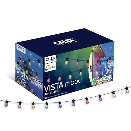 CALEX Catena luminosa – espandibile, 10 lampade, RGBIC+CCT, interno/esterno, IP44, cavo di collegamento 5 m, distanza di 50 cm tra le lampade, fino a 4 set accoppiabili – Illuminazione suggestiva