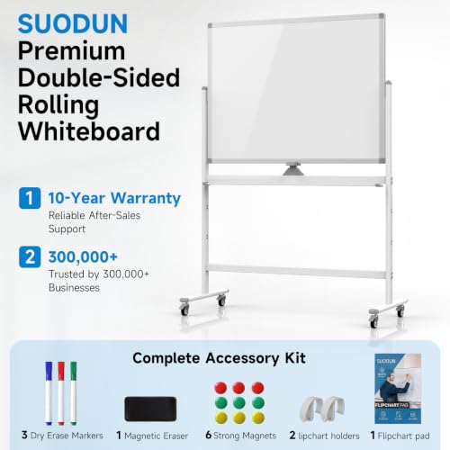 Rolling Whiteboard 48"x36" Magnetic Dry Erase Board with Stand, Double Sided Mobile Whiteboard on Wheels, Non-Foldable Large Portable White Board for Office, Classroom & Home - Image 8