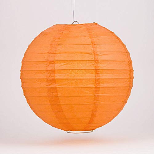 Image of Quasimoon PaperLanternStore Decorative Paper Lantern - (Single, 6-Inch, Persimmon Orange, Even Ribbing) Round Paper Lantern - Ideal Wedding and Party Decor or Home Accent, Lighting Optional