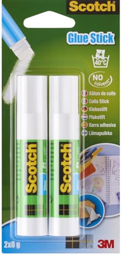 Scotch Permanent Glue Stick Solvent-free, 2 Sticks, 8 g each - Water-based Strong-Hold Adhesive Glue for Arts & Crafts