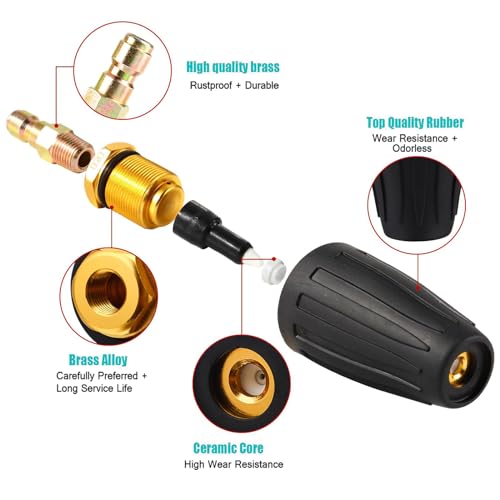 Unifizz Powerful Pressure Washer Tips Turbo Nozzle 3000 PSI Max for Efficient Cleaning - Ideal for Brick, Concrete, and Vinyl Surfaces