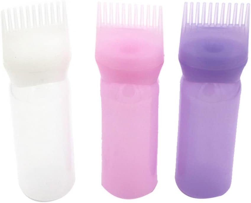 KANTANZE Comb Applicator Bottle,Hair Dye Bottle Applicator Bottle Root Comb Hair Care Root Comb Applicator with Graduated Scale for Salon Hair Color Applicator 3pcs