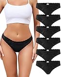 Levao String Tanga Damen Baumwolle Spitze Sexy Unterwäsche Frauen Hipster Spitzen Bequem Atmungsaktiver Unterhosen Slips 6er Pack