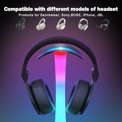 Padwa Lifestyle Gaming Headset Stand, Headset Stand with 7 Lighting Effect Modes, Headset Holder with 1 USB Port and 2 Type C Ports, Headphones Holder with Wireless Charging Padwa Lifestyle Gaming Headset Stand, Headset Stand with 7 Lighting Effect Modes, Headset Holder with 1 USB Port and 2 Type C Ports, Headphones Holder with Wireless Charging