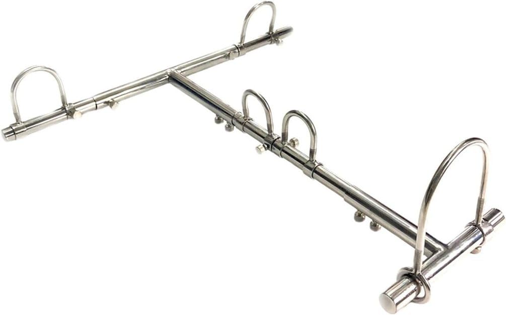 Verstellbar Fesselstange mit Kragen Handschellen Fußfesseln Bestrafung Metall Spreizstange Edelstahl Halsband Handcuffs Bondage Rahmen Spreader Bar Fetisch Sex Toy für Paare,Silber,Männer