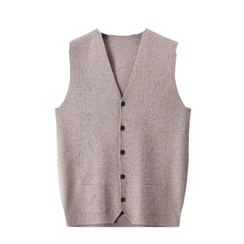 Men Warm Knit Vest Button V-Neck Sleeveless Sweater Waistcoat Thick Casual Suit Vest Business