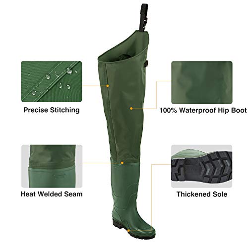 Tidewe Hip Wader, Lightweight Hip Boot For Men And Women, 2-Ply Pvc/Nylon Fishing Hip Wader Green Size 14 #TOP1