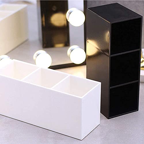 eKsdf Kosmetik Pinselhalter mit 3 Fächern Acryl Schminkpinsel Behälter Kosmetikpinsel Aufbewahrung Makeup Pinsel Organizer Becher für Pinsel Eyeliner Lippenstift Bürsten (Weiß)