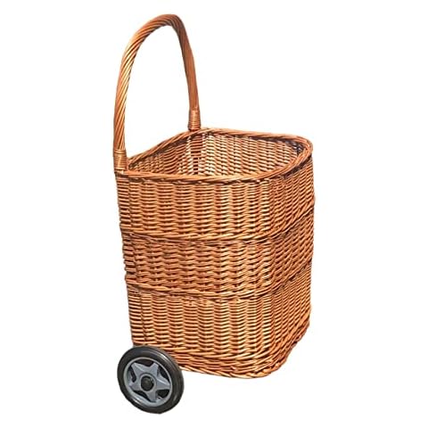 Wicker Shopping Trolley with Wheels Cover