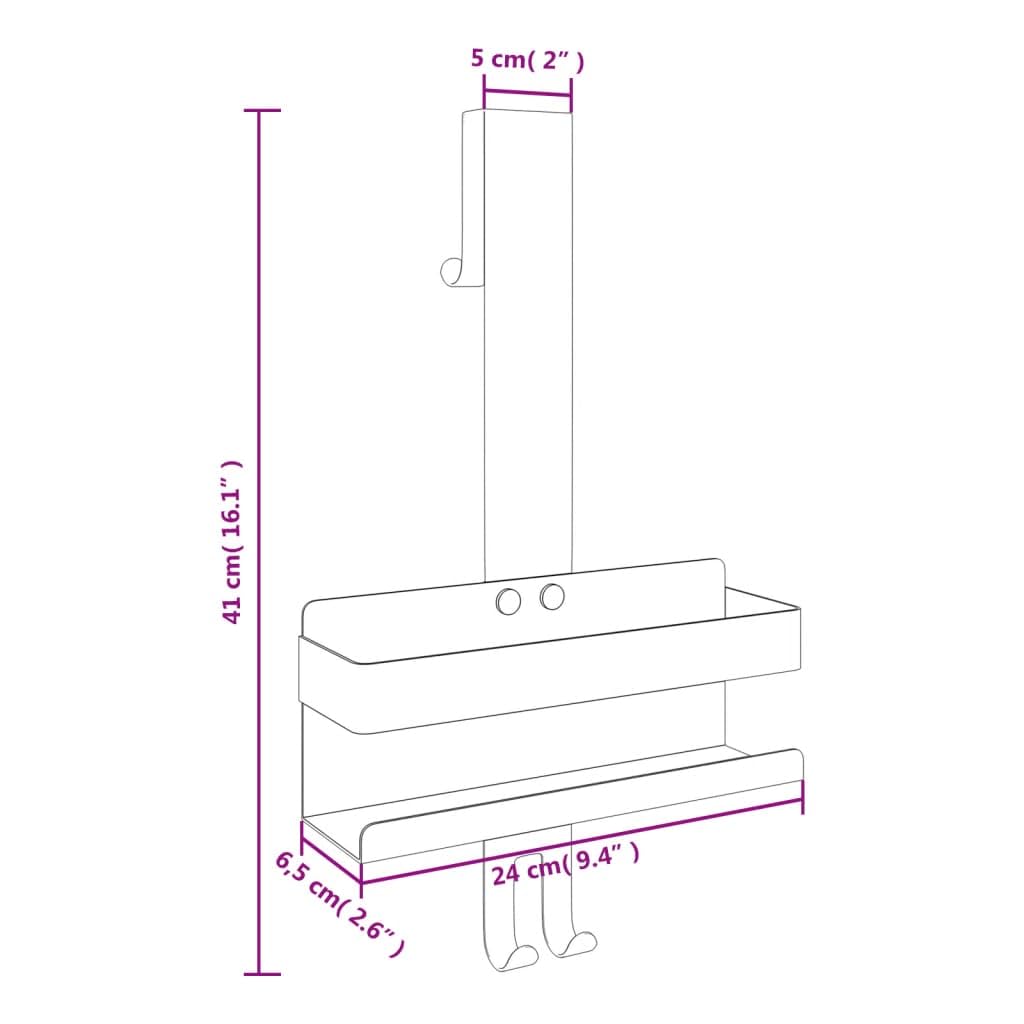 Cesta de ducha colgante de acero inoxidable cepillado 304 con diseño 2 en 1 para baño, con amplio espacio de almacenamiento, soporta hasta 20 kg, adecuado para puertas de ducha de hasta 25 mm