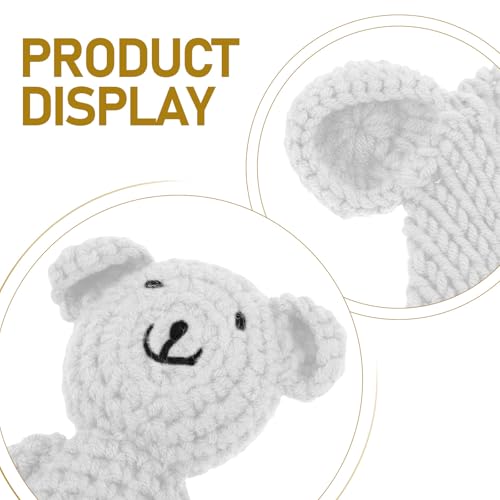 1 Set Newborn Beanie: Baby Beanie with Bear Doll - Cute Knitting Hat Breathable & Warm for Winter Fall Boys Girls - Bear Doll Hat Set for Photography White3