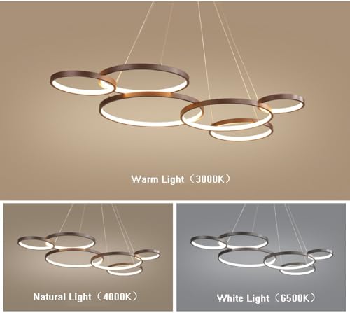 Lustre LED dimmable marron à télécommande pour salon moderne - 6