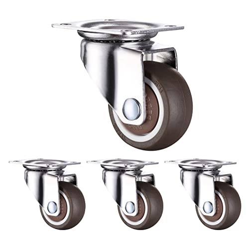 Suwooy Rotelle per Mobili,Ruote Girevoli per Carichi Pesanti,Carrelli Rotelle per Trasporto Banchi da Lavoro,Rotelle Pivotanti con Freno/Senza Freno,Ruote Piroettanti in Gomma,4 Pz,4NoBrakes-25mm