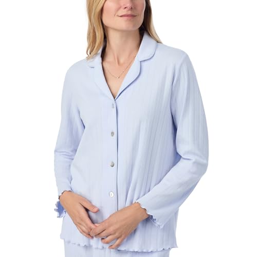 Carole Hochman Women's 2-Piece Cotton Pointelle Pajama Set, Long Sleeve Top & Pant Bottom with Adjustable Waist3