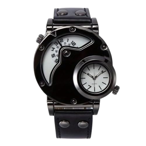 Image of Men's Dual Time Zone Sports Watch - Quartz Analog Wristwatch with PU Leather Strap & Stylish Design