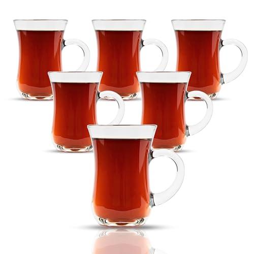 Turkish Tea Glasses with Handle – 12-pc Set (145 ml each)