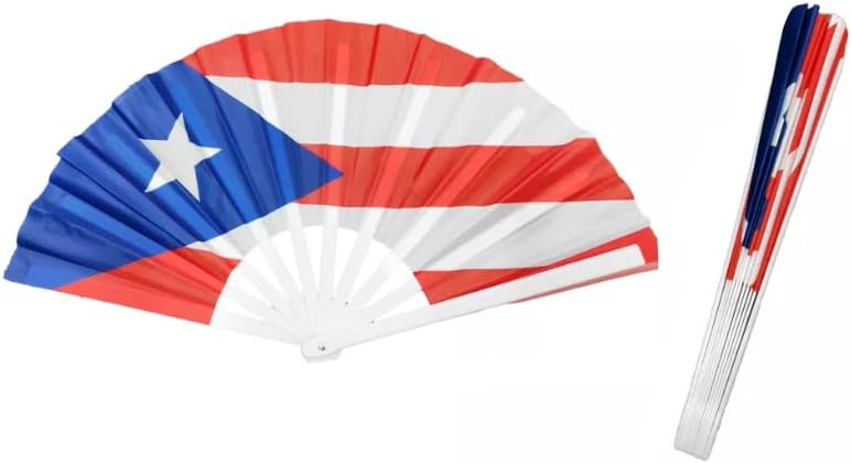 8 Inches Folding Fabric Hand Fans, Patriotic Country Flag Design for Independence Parade, Pride Party, Souvenir Gifts-12 Pack (El Salvador)
