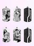 Jovivi Personalisierte Dog Tag Halskette mit Foto und Textgravur Fotoanhänger Beidseitig Gravur Edelstahl Hundemarke Kette Memorial Anhänger Kette personalisiertes Geschenk für Damen Herren (Silber)
