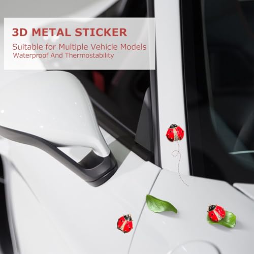 Image of ORIESSE Ladybug Decals Car Decor 3pcs Red Lady Bug 3D Metal Emblem Badge Stickers Girly Women Fun Prank Gift for Bug Lovers