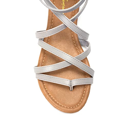 Luffymomo Women's Gladiator Strap Sandals Flat Fisherman Thong Cross Strappy Sandals（6 M Us Grey） #TOP1