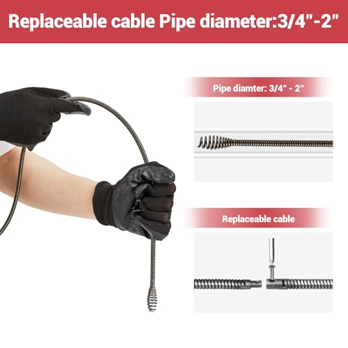 Electric Drain Auger, 25FT Plumbing Snakes, Snake Drain Clog Remover for Unclogging Toilet, Sewer, Bathroom, Sink Drain Pipes(Batteries Included)