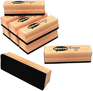Show-Me Whiteboard Eraser Pack, Mini Erasers For Drywipe Boards & Chalkboards in Schools, Versatile & Easy-To-Use Whiteboard Rubber, For Classrooms Or On-The-Go, Wooden White Board Eraser - A3, 12PK