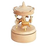 Takefuns Wooden Music Box Castle Toy Decoration Birthday Present for Kids (A Merry-go-Round),Plays Castle in The Sky Song