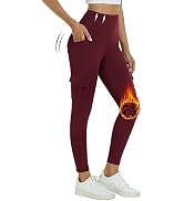 MoFiz Women Fleece Lined Leggings Sweatpants Winter Thermal Insulated Water Resistant Cargo Hikin...