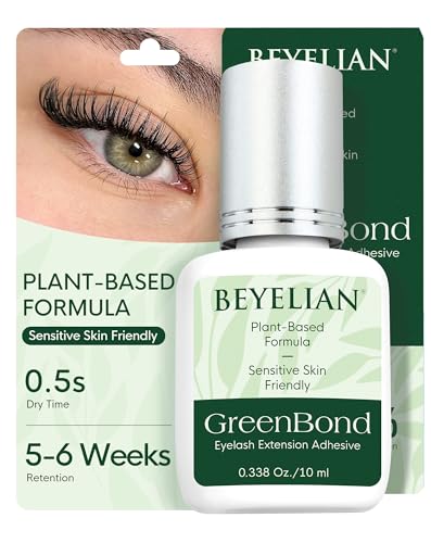 Sensitive Eyelash Extension Glue, 0.5S Lash Glue for Eyelash Extensions 10 ml, Plant Careor Adhesive/Hypoallergenic Formaldehyde-Free for Professional Use Only, 5-6 Weeks by BEYELIAN