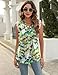 Blingfit Tank Tops for Women Summer V Neck Sleeveless Dressy Blouses Business Casual Outfits Yellow Green Printed XXL