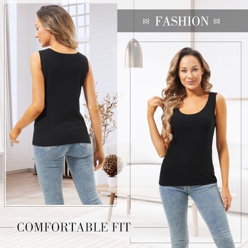 Image of Toulite 4 Pcs Thermal Tank Tops Women Underwear Tops Sleeveless Undershirt for Women Cotton Camisole Warm Base Layer