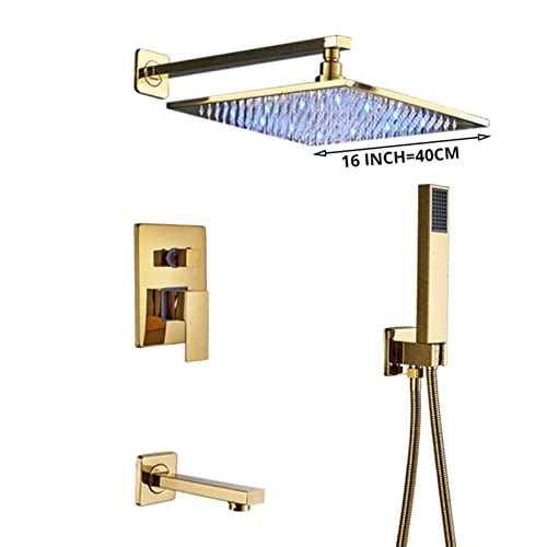 Système de douche encastré anti-calcaire or durable robinet led mural - 4