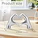 BUBUHSHM Small Silver Decor,Resin Heart Hands Sculpture for Living Room Bedroom Bookshelf Shelves Office Desk Decor,Love Finger Modern Statue for Wedding Decorations,Unique Birthday for Women Girls.