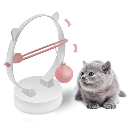 chinbersky Jouets interactifs pour chats d'intérieur - Balançoire cinétique automatique - Jouets électroniques, plumes - Pour chats (rose) Cover