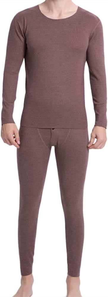 HSQSMWJ Men's Fleece Lined Thermal Underwear Set Light Warm Long Sleeve Long Johns Top and Bottom L-4XL