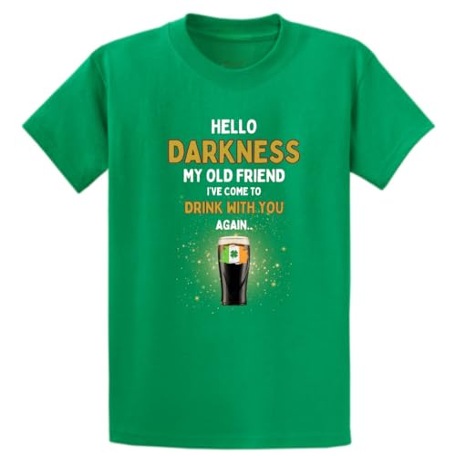 Second Ave Men's Adult's Unisex Funny Hello Darkness Beer Irish Celebration Green T-Shirt T Shirt