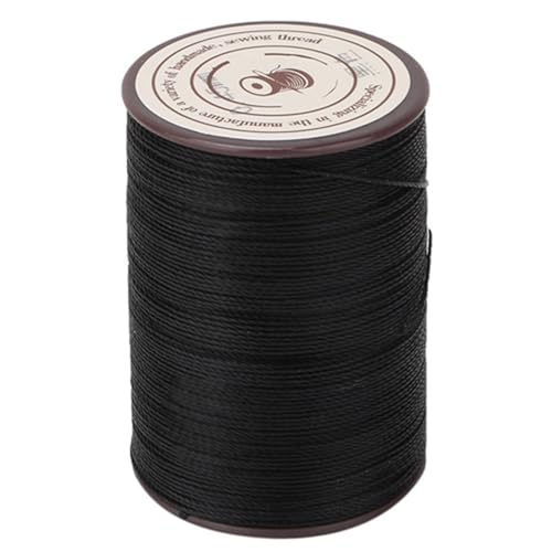 Hilo encerado premium para cuero de 0,45 mm, bobina de 160 m, hilo de coser de poliéster de alta resistencia para artesanía en cuero, reparación de calzado, fabricación de bolsos y proyectos DIY en colores surtidos (Negro)