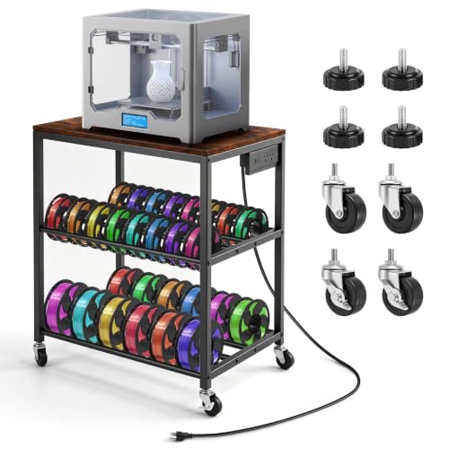 IRONWALLS 3D Printer Stand with Storage, Power Outlet, 3-Tier 3D Print Cart