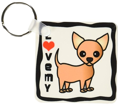 Porte-clés I Love My Chihuahua, le cadeau marron clair en lot de 2 pour fans de chiens