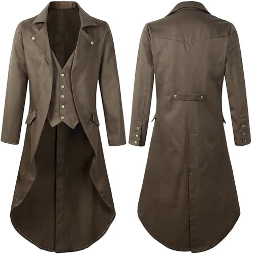 Men's Victorian Tailcoat Trendy Button Down Notch Lapel Formal Jacket with Button Cuffs Trendy Outfits